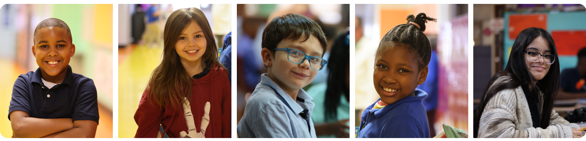 Collage of five individual student portraits